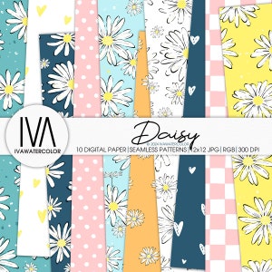 Daisy seamless pattern Flowers Spring background, Floral Background, Flower Pattern, Daisy Drawing, Seamless Pattern Good Idea for POD