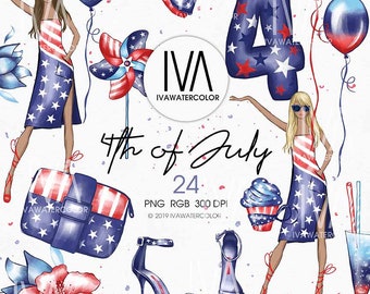 4th of July Clipart, Independence Day, Fourth of July Clipart, Party USA America Planner, Patriotic Clipart, for Planner stickers