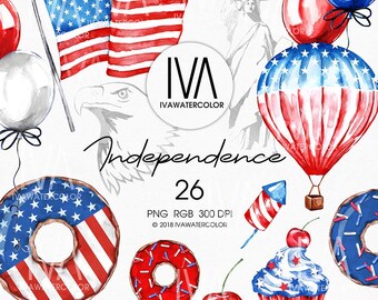 4th of July Watercolor Clipart PNG USA Independence Day America Planner Usa  Patriotic Clipart For Patriotic Planner stickers Fourth July