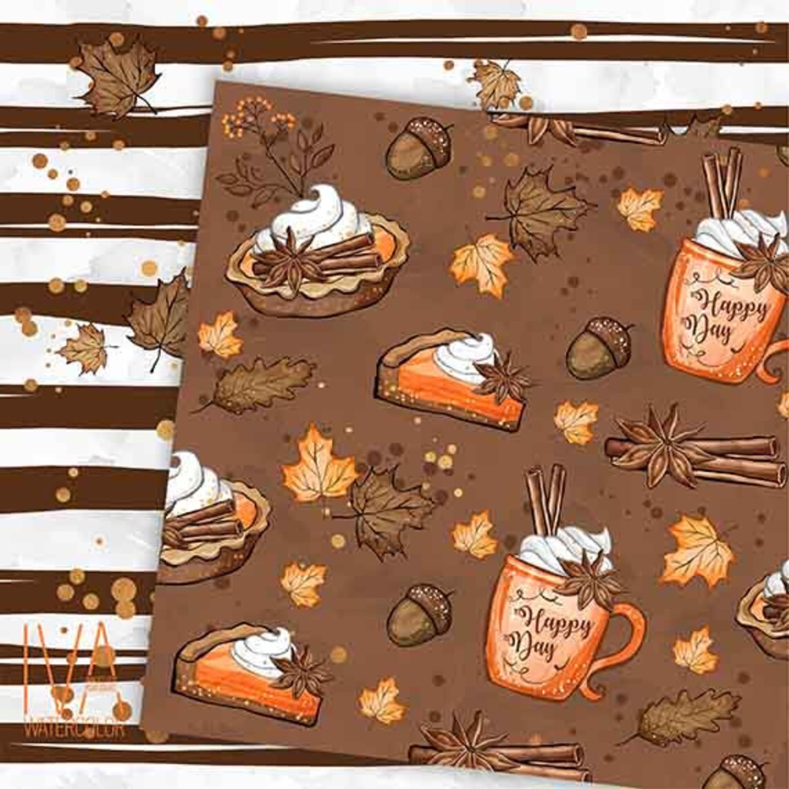 Thanksgiving Paper Pack, Fall Paper Pack, Autumn Digital Paper, for ...