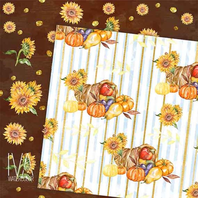 Thanksgiving Digital Paper Pack, Fall Decoration Paper Pack, Autumn ...