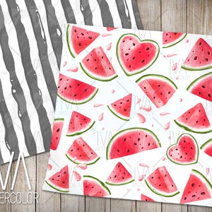 Watermelon Digital Paper Seamless Patterns Watermelon pattern Watermelon background Fruit applique Summer patterns watermelon decor stickers