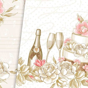 Wedding Digital Paper, Floral Digital Paper Pack, Romantic Flowers ...