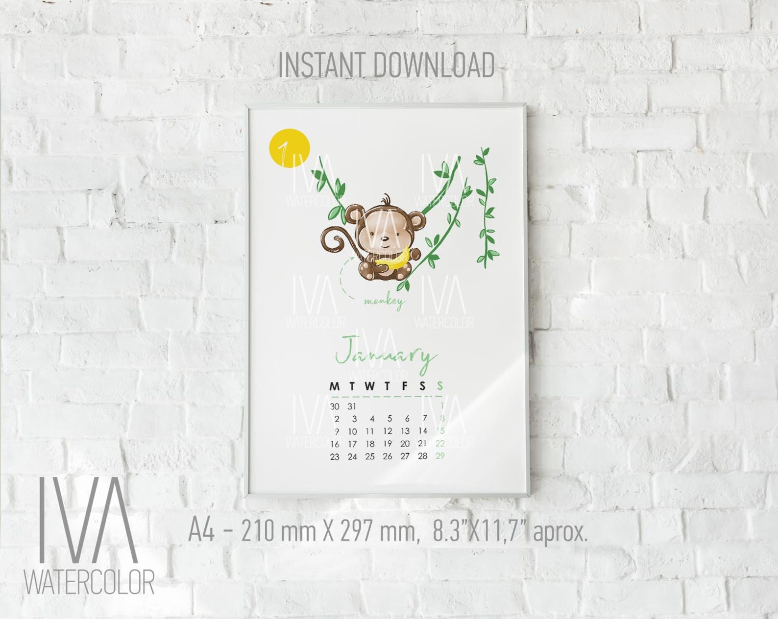 Calendar 2023 Baby Calendar INSTANT DOWNLOAD Cute Tiger Etsy