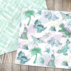 Dinosaurs Kids Digital Paper, Rainbow, Seamless pattern, Dinosaur Pattern, Triceratops, Dino Paper, Good Idea for Print on Demand
