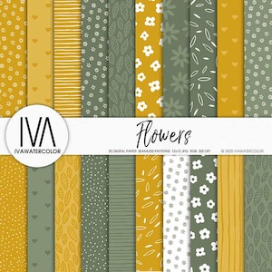 Bloemen naadloze patronen groen gele bloemen voor stoffen digitaal papierpakket voor achtergrond margrieten naadloze patronen voor sticker