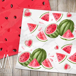 Watermelon Digital Paper Seamless Patterns Watermelon pattern Watermelon background Fruit applique Summer patterns watermelon decor stickers