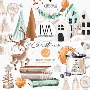 Weihnachten Wichtel Clipart, BOHO, Weihnachten Rentier, süßes Rentier Muster, digitale Kits, Boho Muster für Stoffe