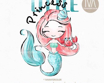 Little Mermaid Clipart: Princess PNG Illustration (Digital Download)
