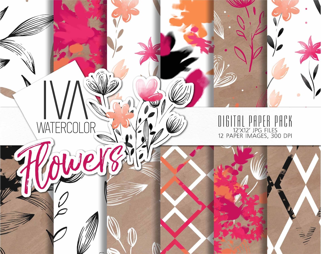 Floral Seamless Patterns: Abstract Flower Digital Paper Pack (digital ...