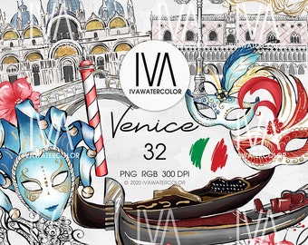 Italy Travel PNG Clipart, Venice Mask Carnival Clipart, Venice Gondola, Italy pattern, Romance Rialto Bridge, San Marco Clipart,Printable