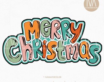Retro Merry Christmas PNG: Holly Jolly Sublimation (Digital Download)