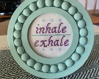 inhale / exhale - Green Circle Cross Stitch