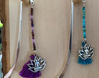 Lotus Yoga Charm & Tassel Bookmark