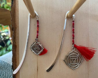 Red Tassel & Root Chakra Charm Hook Bookmarks