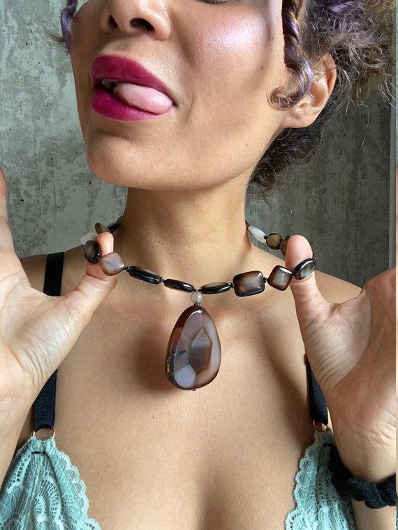 Chunky Brown Gemstone Necklace