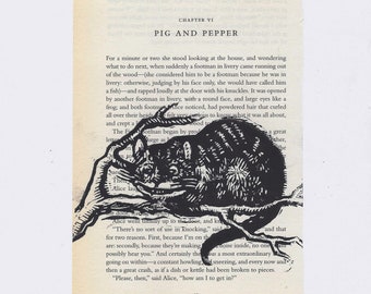 Alice Grinning Cat Book print