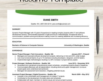 ATS Resume Template | Professional CV Design with Cover Letter (Instant Download)
