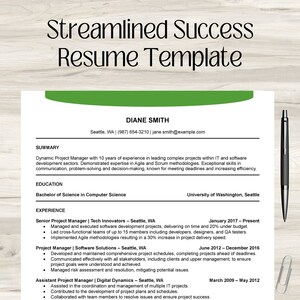 Plantilla de CV simplificada para candidatos exitosos / Diseño profesional compatible con ATS / CV en Word de 1 y 2 páginas + carta de presentación / Descarga instantánea