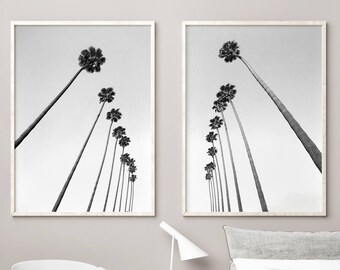 Palm Tree Print, Set of 2 Prints, Black and White Prints, Photography Prints, Tropical Print, Tropical Decor, Beach Wall Art, Beach Decor