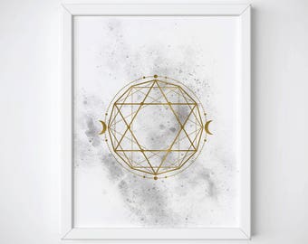 Sacred Geometry Art, Mindfulness Gift, Gold Foil Print, Gold Foil Wall Art, Spiritual Wall Art, Spiritual Print, Mindfulness Print