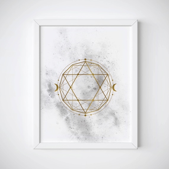 Sacred Geometry Art, Mindfulness Gift, Gold Foil Print, Gold Foil Wall Art, Spiritual Wall Art, Spiritual Print, Mindfulness Print