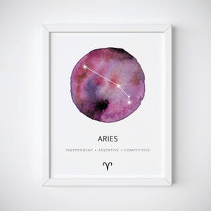 Aries Constellation Art Print, Aries Print, Aries Watercolor Print, Nursery Constellation Poster, Zodiac Constellation Poster, Aries Gift