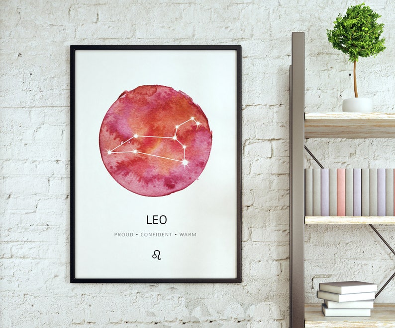 Leo Constellation Poster, Zodiac Constellation, Leo Watercolor, Leo Print, Leo Wall Art, Leo Gift, Astrology Print, Leo Nursery Wall Art image 4