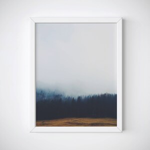 Misty Forest Art Print, Foggy Forest Print, Forest Wall Art, Minimal Wall Art, Forest Landscape Poster, Mountain Wall Art, Gift For Friend image 2