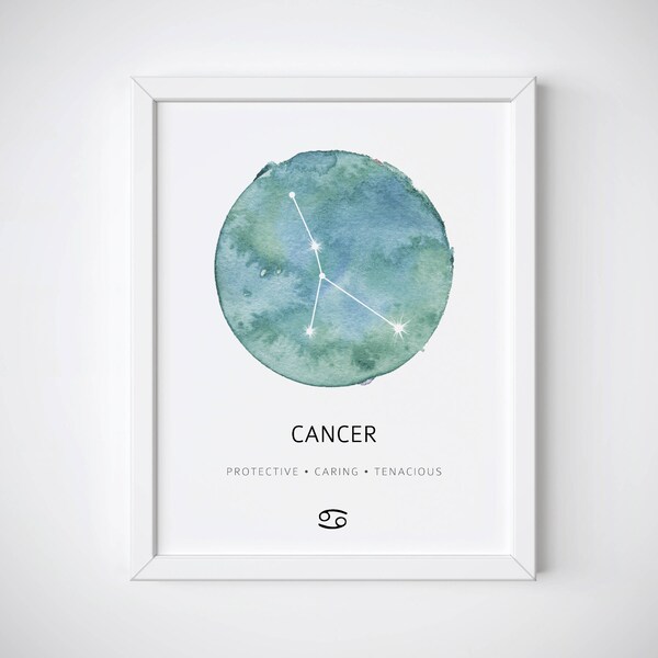 Cancer Constellation Print, Cancer Poster, Cancer Print, Zodiac Constellation Poster, Cancer Gift, Cancer Nursery, Cancer Wall Art