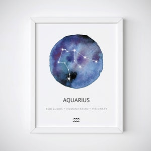 Aquarius Constellation Print, Constellation Poster, Aquarius Gift, Zodiac Constellation, Zodiac Print, Aquarius Print, Astrology Print
