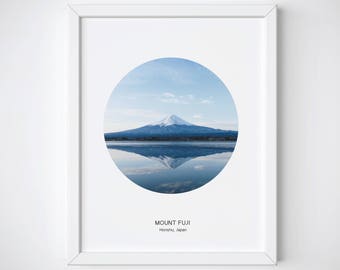 Mount Fuji Print, Mount Fuji Poster, Minimalist Mountain Poster, Mountain Wall Art, Japan Landscape Print, Geometric Landscape Poster