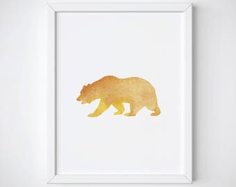 Bear Watercolor Nursery Print, Bear Watercolor Nursery Wall Art, Woodland Nursery Art Print, Animal Nursery Print, Animal Watercolor Print