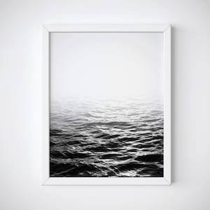 Impresión oceánica en blanco y negro, Impresión costera, Arte de pared costera, Fotografía oceánica, Fotografía marina, Imprimible en el océano, Impresión en el océano negro