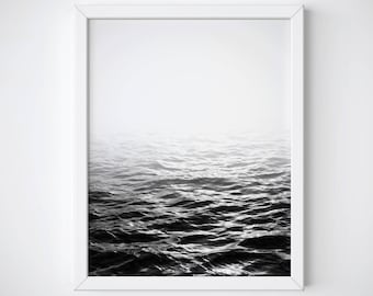 Black and White Ocean Print, Coastal Print, Coastal Wall Art, Ocean Photography, Sea Photography, Ocean printable, Black Ocean Print
