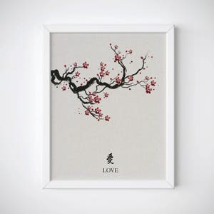 Cherry Blossom Art, Japanese Art Print, Cherry Blossom Print, Japanese Print, Spring Wall Art, Sakura Print, Botanical Print, Floral Print