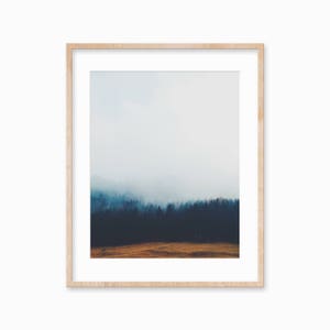 Misty Forest Art Print, Foggy Forest Print, Forest Wall Art, Minimal Wall Art, Forest Landscape Poster, Mountain Wall Art, Gift For Friend image 1