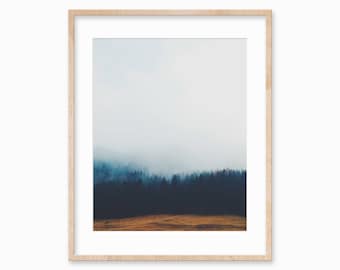 Misty Forest Art Print, Foggy Forest Print, Forest Wall Art, Minimal Wall Art, Forest Landscape Poster, Mountain Wall Art, Gift For Friend
