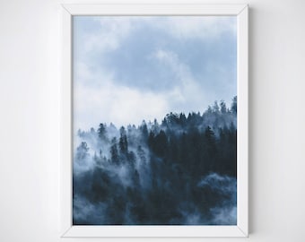 Forest Wall Art, Mountain Wall Art, Forest Poster, Forest Photography, Misty Forest Print, Foggy Forest Print, Forest Landscape Poster
