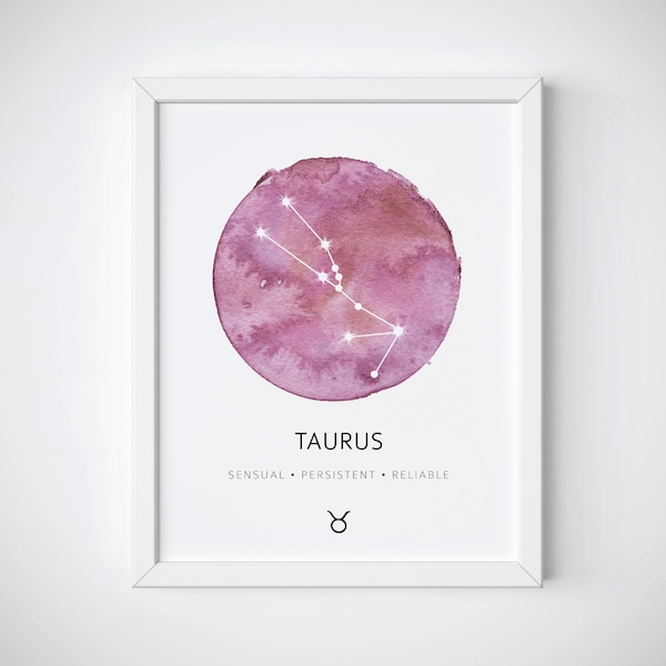 Taurus Constellation Print, Zodiac Constellation, Zodiac Print, Taurus Art Print, Zodiac Print, Taurus Gift, Zodiac Poster, Taurus Print