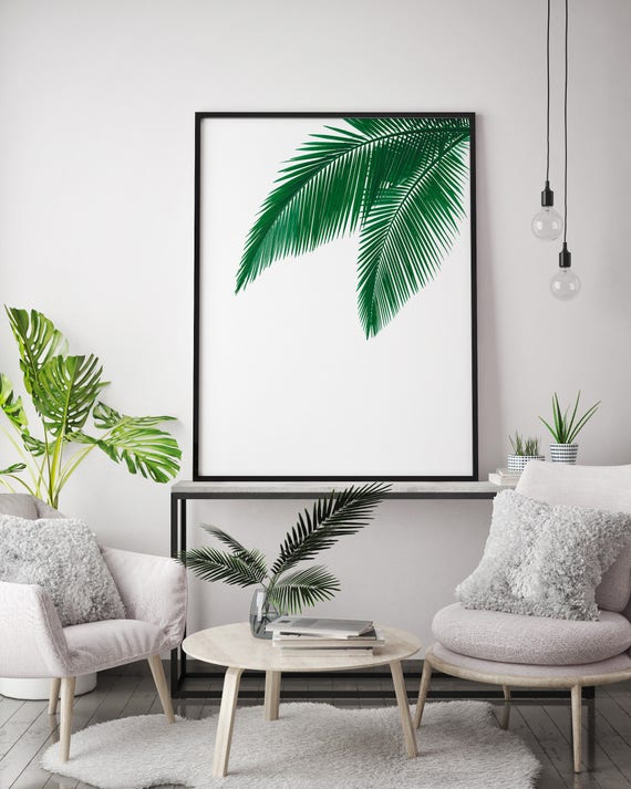 Tropical Leaf Print Palm Wall Art Printable Green