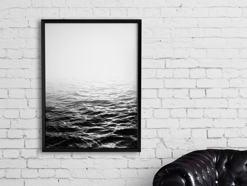 Black and White Ocean Print Coastal Print Coastal Wall Art Etsy