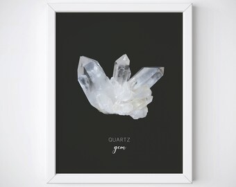Gemstone Print, Bohemian Wall Art, Crystal Print, Gemstone Wall Art, Gemstone Printable, Mindfulness Gift, Quartz Print, Wicca Print