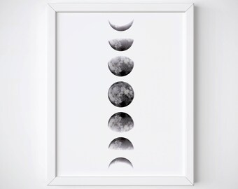 Moon Phases Wall Art, Moon Phases Print, Affiche Scandinave, Moon Poster, Moon Phase Art, Moon Print, Moon Wall Decor, Celestial Wall Art