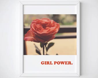 Girl Power Print, Women's Day Gift, Girl Power Poster, Girl Power Printable, Feminist Wall Art, Feminism Art Print, Tumblr Art