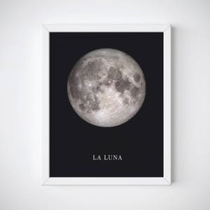 Moon Poster, Moon Wall Art, Affiche Scandinavian, Moon Print, La Luna Print, Full Moon, Night Sky Print, Celestial Wall Art, Celestial Print