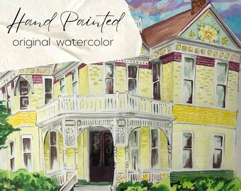 Custom Hand-painted Watercolor House Portrait
