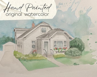 Custom Hand-painted Watercolor House Portrait