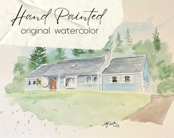 Custom Hand-painted Watercolor House Portrait