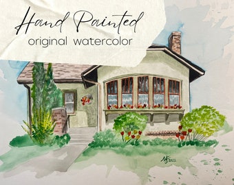 Custom Hand-painted Watercolor House Portrait